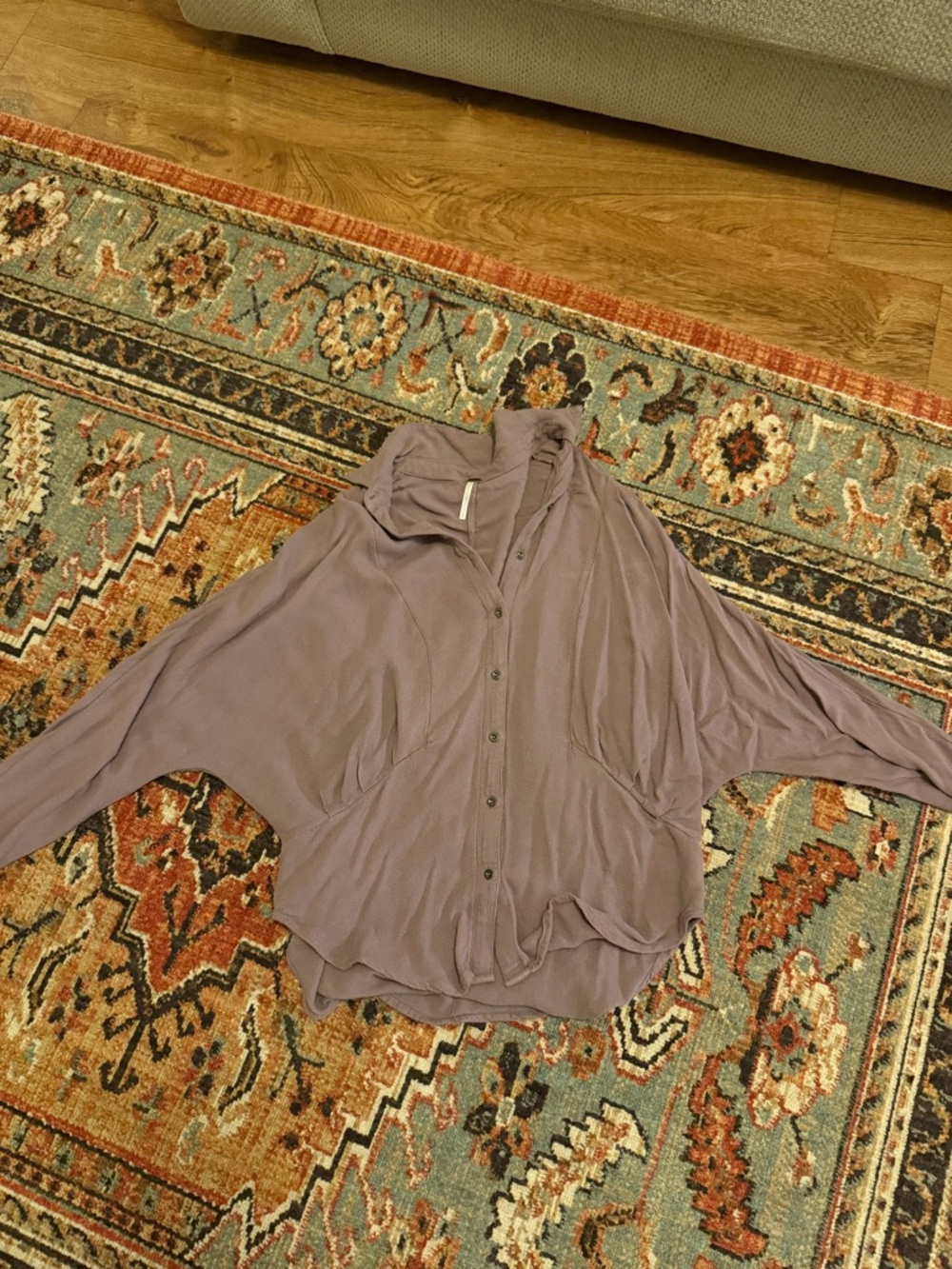 Free People Lavender Mauve Button-Up Dolman Top